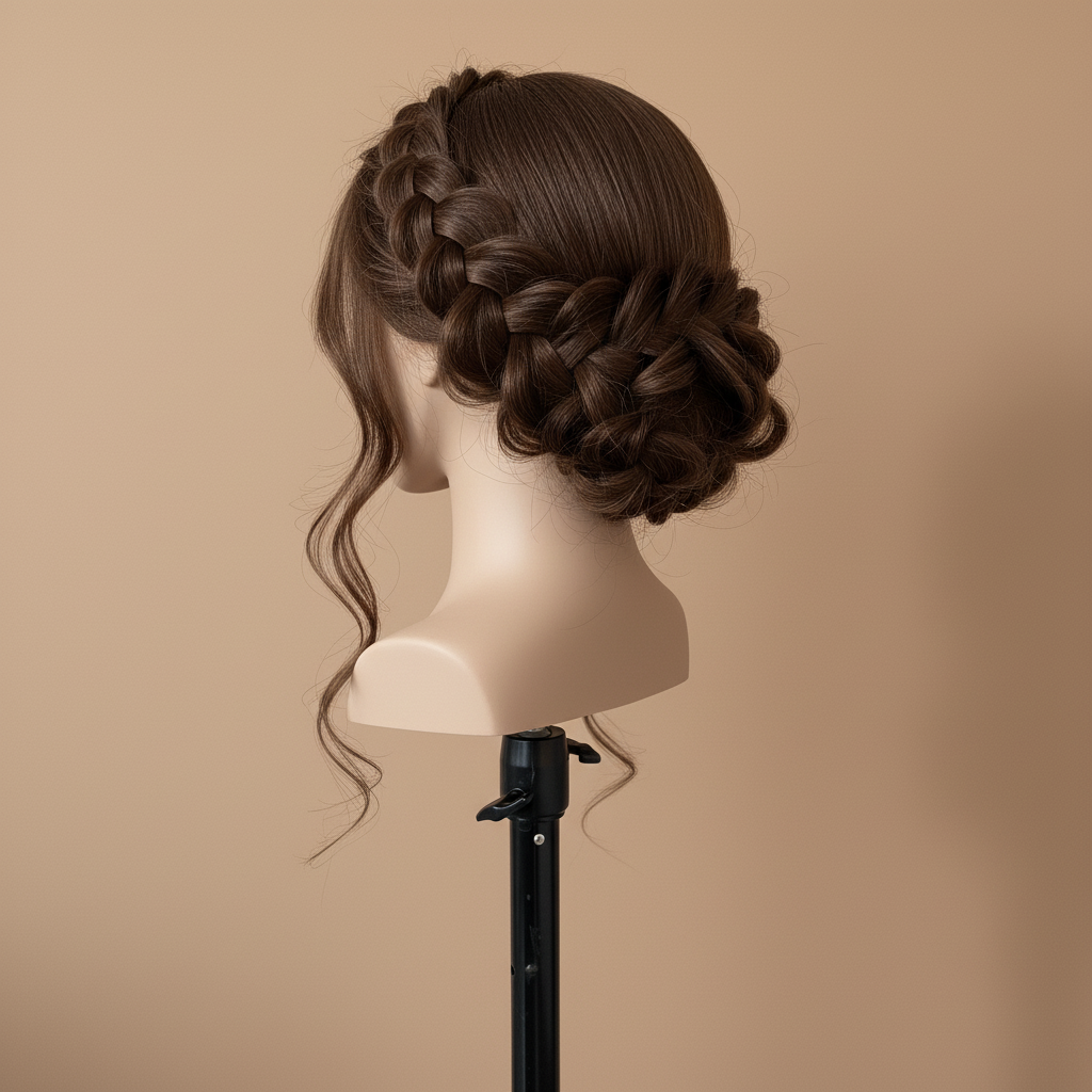 مانيكان شعر طبيعي 100% أوروبي - كثافة احترافية 240 جرام وطول 24 إنش