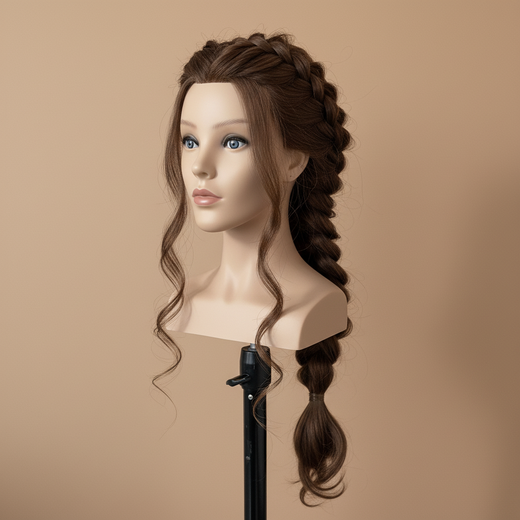 مانيكان شعر طبيعي 100% أوروبي - كثافة احترافية 240 جرام وطول 24 إنش