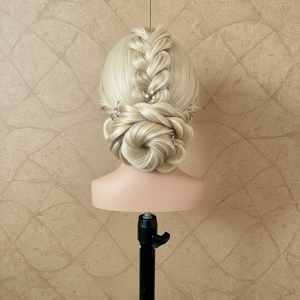 مانيكان شعر طبيعي 100% أوروبي - كثافة احترافية 240 جرام وطول 24 إنش