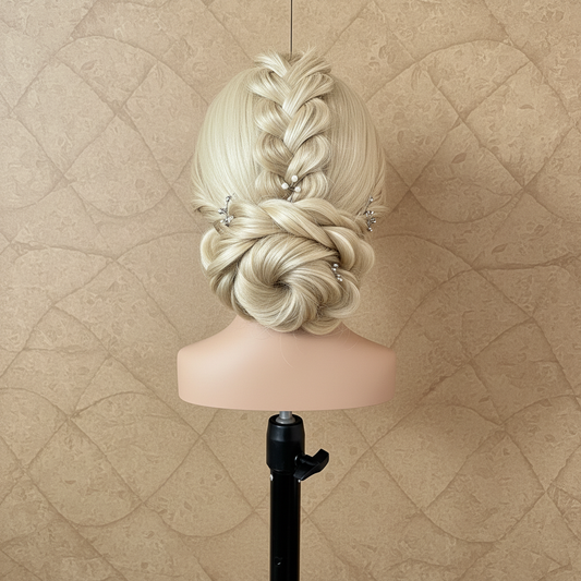 مانيكان شعر طبيعي 100% أوروبي - كثافة احترافية 240 جرام وطول 24 إنش