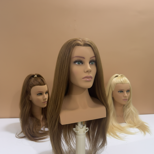 مانيكان شعر طبيعي 100% أوروبي - كثافة احترافية 200 جرام وطول 24 إنش