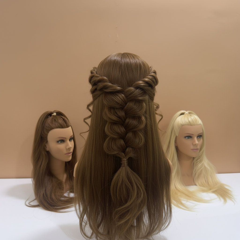 مانيكان شعر طبيعي 100% أوروبي - كثافة احترافية 200 جرام وطول 24 إنش