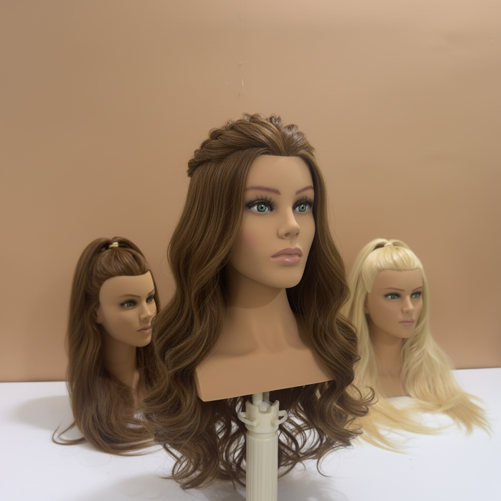 مانيكان شعر طبيعي 100% أوروبي - كثافة احترافية 200 جرام وطول 24 إنش